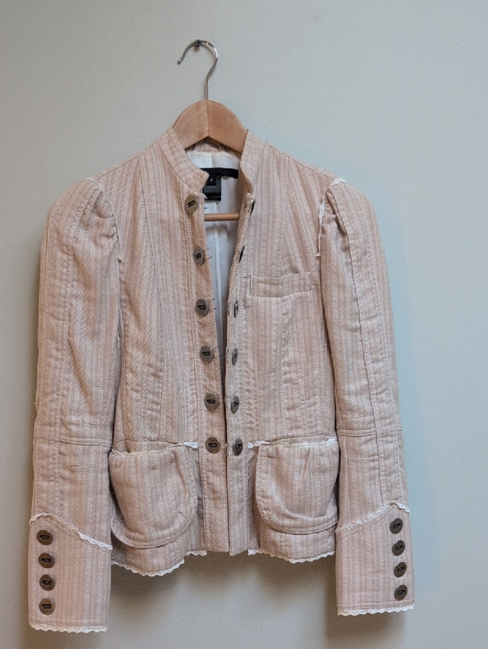 Marc Jacobs Light Pink Quilted Button-Front Blazer